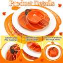 Jinei 8 Pcs Thanksgiving Fall Tableware Set Include Large Ceramic Pumpkin Shaped Plates White Dinner Ceramic Plates Small Pumpkin Shaped Bowls and Place Mats for Autumn Halloween Table Party Decor