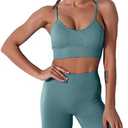 Women Seamless Yoga Set 2 Piece Workout Sport Bra with High Waist Shorts Legging Outfit Tracksuit, Size M