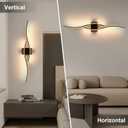 KARTOOSH Battery Operated Wall Sconces Set of Two with Remote Control, Dimmable/3 Color/Night-Light/Timer/Memory, Black Modern Wireless LED Sconce for Living Room, Hallway, Bedroom, 39.3 Inch (2 Pack)