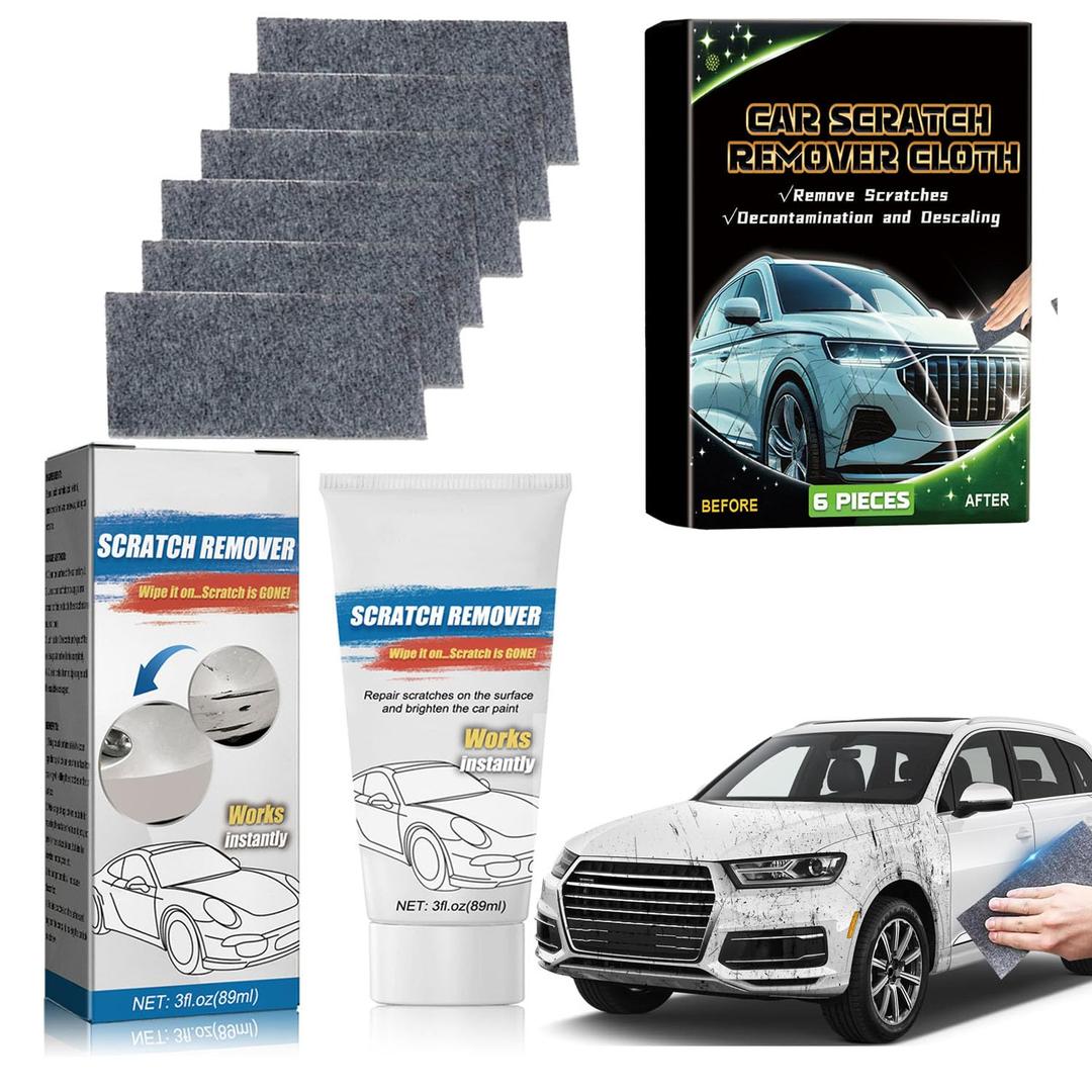 Nano Sparkle Cloth Car Scratch Remover with Car Scratch Repair Paste, Upgraded Nano Sparkle Cloth for Car Scratches, Miracle Nano Cleaning Cloth Scratch Remover for Deep Scratch Repair on Car Paint