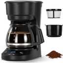 Electactic 5Cup Programmable Drip Coffee Maker, a compact coffee machine with a digital clock and 24hour programmable timer, featuring Auto ShutOff, and a Removable Filter Basket for Home & Office.