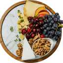 Rickby, 12" Premium Acacia Wood Lazy Susan Turntable for Table Top with Removable Marble Texture Glass Plate, Wooden Lazy Susan for Dining Table Centerpiece & Kitchen Countertop