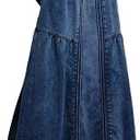 Ebossy Women's Casual Elastic Waist Frayed Hem A-Line Distressed Hippie Long Maxi Denim Skirt 2XL