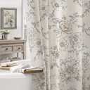 Farmhouse Floral Vintage Shower Curtain for Bathroom, Grey and Tan Taupe, 72" Wx72" L