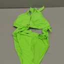 Women Halter Bikini Set - Two Piece Triangle Swimsuit Tie Bathing Suit 2025 Cute Swimwear (Large, Neon Green)