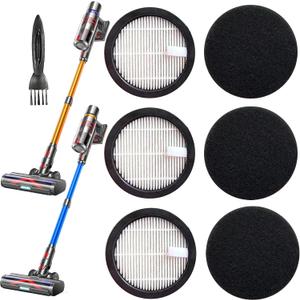 3Pack Acevac11 Hepa Replacement Filters and 3pack Sponge set Compatible with AFNOP Cordless Vacuum Cleaner, Washable and Durable Filters Works with AFNOP Upright Vac.(3.61in*3.61in*0.65in)