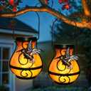 X-PREK 2 Pack Solar Lanterns Outdoor Waterproof Hummingbird Hanging Solar Lantern Flickering Flame Lights Solar Powered Lamps Garden Patio Porch Decoration(Plastics)