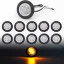 TMH 1-1/4 Inch Round 6 LED Bullet Clear Lens Amber Side Marker Indicator Lights LED Marker Trailer Clearance Lights for Truck Mack Bus RV Dump Pickup 12V DC (10 Pcs)