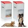 2 Pcs 15 Lbs Large Automatic Dog Feeders with Handle Acrylic Panel Galvanized Gravity Feeder Outdoor Hanging for Doggie Breed Dog Food Dispenser Container(Red)