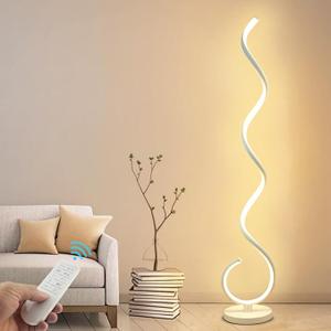 Spiral LED Floor Lamp, 40W Dimmable Floor Lamps for Living Room with Remote Control, Stepless Adjustable Colors & Brightness Standing Lamp Reading Corner Floor Lamp for Bedroom, Office -White