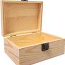 Small Unfinished Wooden Storage Box with Lid & Latch, Pine Wood Craft Box 6.88" x 4.52" x 2.36", Smooth Sanded Wood for DIY Crafts, Keepsakes & Gift Packaging