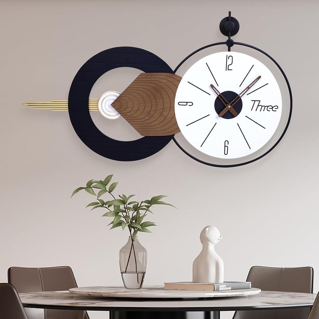 35x20 Inch Modren Wall Clock, Quiet Oversized Home Accent for Living Room, Large