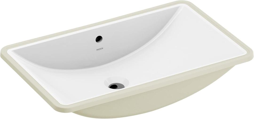Moen White Vitreous China Undermount Sink, 23.625 X 14.75 X 7 Inch Rectangle Bathroom Sink with a High Gloss Porcelain Finish for Vanity Countertop Placement, BGCW10RU1223