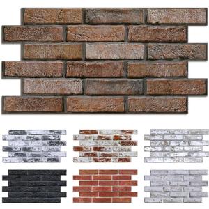 Commomy Faux Brick 3D Wall Panels - Not Real Brick 12 pcs of 22.8" x 11.8", 22.8 x 11.8 in