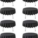 8 Pack Black Round Tablecloth 60 Inch Black Table Cloth for Round Tables, Reusable and Washable Polyester Tablecloth Stain Wrinkle Resistant Decorative Table Cover for Wedding Party Dining Banquet