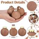 Yunlly 12 Pcs Textured Christmas Ball Ornaments 2.36'' Neutral Christmas Tree Decor Modern Vintage Brown Hanging Decor Shatterproof Home Ornaments for Rustic Large Farmhouse (Retro Brown)