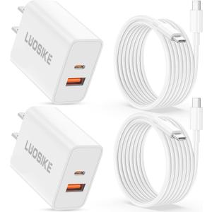 iPhone 17 16 15 Pro Max Charger Fast Charging, 2-Pack 40W Dual Port USB C Fast Wall Charger Block with 6FT Type C Cable Cord for iPhone 17/17 Pro/17 Pro Max/Air/17e/16/16 Pro Max/15/15 Plus, iPad Pro