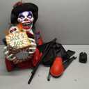 Haunted Hill Farm Standing Clown and Animatronic Talking Skull Clown in a Box for Battery Operated Scary Indoor or Covered Outdoor Halloween Decoration