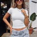 Trendy Queen Womens Short Sleeve T Shirts - Buttery Soft Summer Crop Tops Slim Fit Y2k Basic Tees for Workout