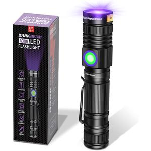 DARKBEAM UV 395nm Flashlight USB Rechargeable, Wood's lamp Black Light, Handheld Ultraviolet LED Portable with Clip, Resin Curing/Spot Scorpions/Fluorescer/Detector for Pet Dog Urine