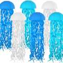 Jelly Fish Paper Lanterns Set, 6Pcs Blue Jellyfish Hanging Lantern for Mermaid Under The Sea Ocean Birthday Party Decorations Baby Shower Room Decor