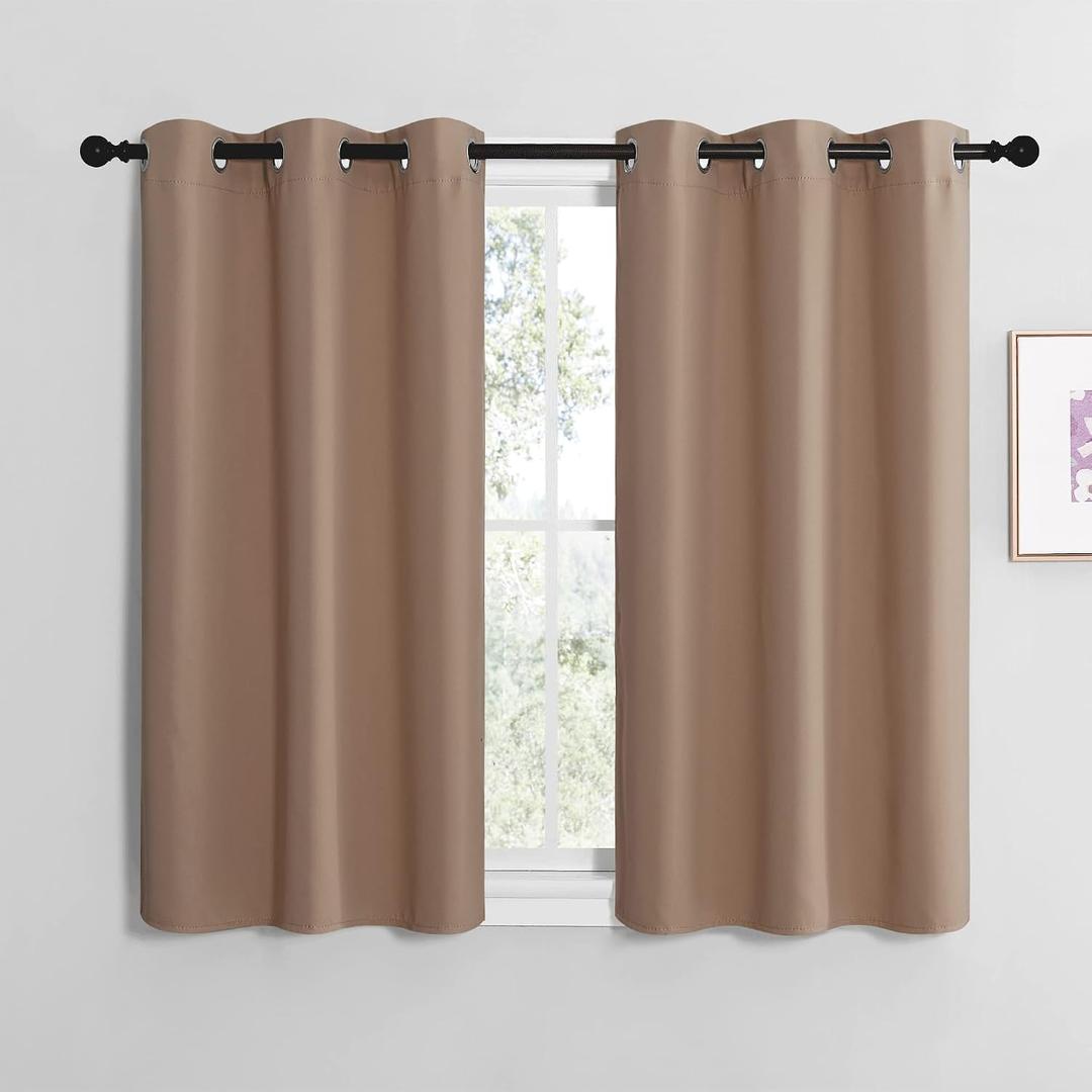 NICETOWN Room Darkening Curtain Panels for Cafe, Thermal Insulated Grommet Room Darkening Draperies/Drapes for Window (Cappuccino, 2 Panels, W42 x L40 -inch)