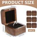 6 Pcs Square Wooden Ring Boxes for Wedding Ceremony Mini Engagement Gift Holder Single Slot Small Storage Box (Black)