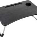 Portable Folding Laptop Stand Holder Study Table Desk Wooden Foldable Computer Desk for Sofa Tea Serving Table 60x40x28cm (Color : Black, Size : 60(L) x40(W) x28cm(H)) (Black 60(L) x40(W) x28cm(H))