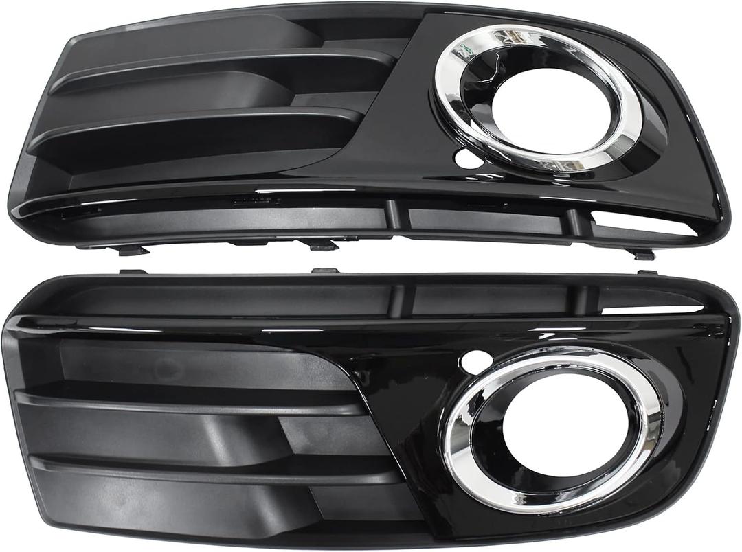 Glossy Black ABS Front Bumper Lower Fog Light Cover Grill Grilles Insert