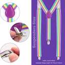 Gvhntk 6Pcs Mardi Gras Accessories Set Mardi Gras Costume Outfit Men Women Sequin Hat Bow Tie Costume Suspender Bead Necklaces for Carnival Halloween Party