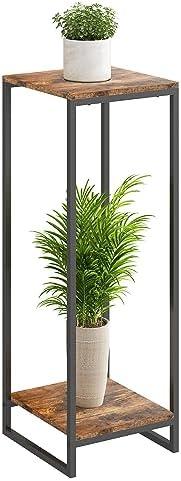 JEPRECO 34" Tall Plant Stand Indoor, 2-Tier Modern Plant Shelf, Corner Flower Pot Holder Organizer for Living Room Balcony Patio Garden (Rustic Brown)