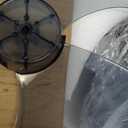 35'' Bladeless Ceiling Fan with Lights Remote Control, Modern Low Profile Ceiling Fans with Lights, Dimmable 3 Color 6 Speeds Flush Mount LED Ceiling Fan for Bedroom, Living Room - Black