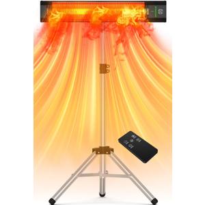 1500W Outdoor Heaters for Patio with 9 Heating Levels, IP65 Waterproof, 9H Timer, 25FT Remote Electric Patio Heaters for Outdoor Use, Tip-Over & Overheat Protection for Home, Office, Garage