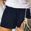 Eytino Womens Plus Size Loose Casual Drawstring Elastic Waist Summer Shorts with Pockets,1X Blue (Blue, XL)