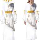 Geyoga 2 Pcs Greek Goddess Costume Toga Costume Women Halloween Greek Dress with Roman Crown Leaf Wreath (Medium)