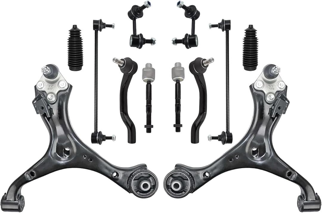 12 PCS Suspension Kit Front Lower Control Arm and Ball Joints Sway Bar Link Tie Rod Bellows Compatible With 2013-2015 Honda Civic