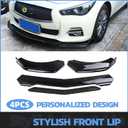 Universal Front Lip for Car,Glossy Black Front Bumper Lip, ABS Adjustable Sharp Corner Front Bumper Lip Splitter Protector Replacement for Most Vehicle (Glossy Black w/Black)