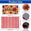 2 Pcs 4th of July Welcome Doormat- Outdoor Patriotic 250th Anniversary America Stars Door Mat, Front Rubber Non Slip Backing Floor Mats for Home Decoration Entryway Entrance Porch Decor