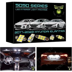 Fyre Flys 8 Piece White LED Interior Lights for 2017-2023 Hyundai Elantra 6000K 5050 Series SMD Package Kit and Install Tool