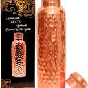 Copper Water Bottle - 34oz - Handcrafted Ayurvedic 100% Pure Copper Water Bottle for Drinking |Men & Women| Leak-Proof Lid BPA Free Non-Insulated & Eco Friendly with Premium Quality for Sport & Travel