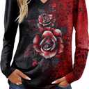 Zeagoo Long Sleeve Shirts for Women Fall V Neck Tops Casual Dressy Blouse Boho Tunic Business Work Clothes School Outfit (XXXL)