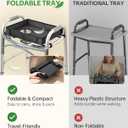 FANGSUN Walker Tray for Folding Walker 2.0 Upgraded Detachable Tray for Walkers with Extended Straps & Cup Holder, Fits Standard Folding Walkers with Side Bars, Mobility Accessory for Seniors