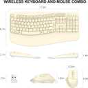 Wireless Keyboard and Mouse Combo, 2.4G Full Size Wave Keys Ergonomic Keyboard with Wrist Rest and 3-Level DPI Adjustable Wireless Ergonomic Mouse for Windows, Mac OS Desktop/Laptop/PC(Latte)