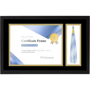 Melannco 18.8x12.1 Inch Black Wood Diploma Frame With Tassel Holder- Frame Displays One 8.5x11 Inch Certificate and One Tassel (18.8 Inch x 12.1 Inch)