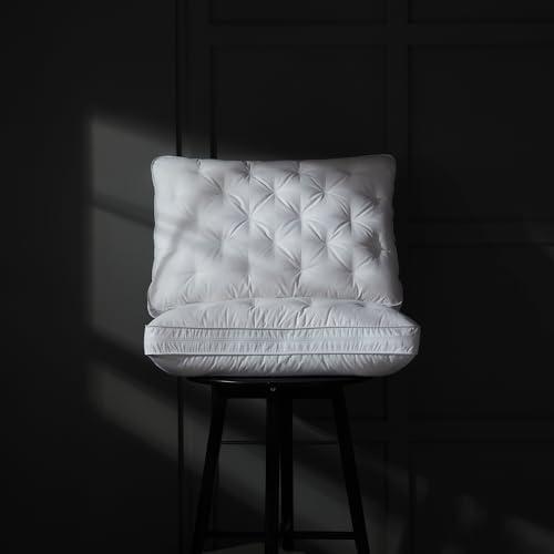 Three Geese Adjustable Layer Goose Feather Down Pillows Queen Set of 1, Assemblable Bed Pillow with Cotton Cover for Side/Back/Stomach Sleepers, Customizable Firmness Design 20x28