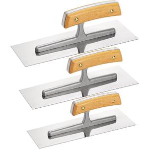 Peohud 3 Pieces Flat Drywall Trowel, Stainless Steel Plastering Trowel, Masonry Finishing Trowel Sets with Wood Handle for Concrete, Cement