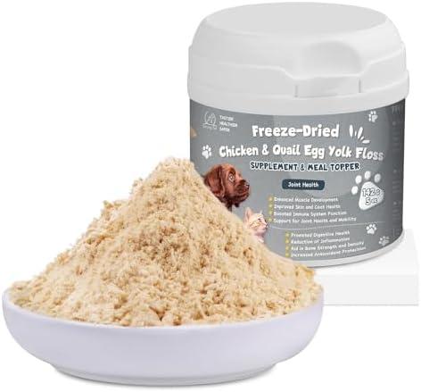 Glucosamine Multivitamin Hip & Joint Care Supplement for Dogs, Freeze Dried Chicken & Quail Egg Yolk Floss Treats Vitamin C Vitamin E 6 Ounce Dog Health Supplies