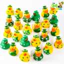 JOYIN 24 Pcs St.Patrick's Day Rubber Ducks, Green Rubber Lucky Ducks with Hats & Shamrock Patterns, Small Kid Bath Toys, St Patrick Gifts for Kids, Party Favors & Decorations
