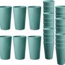 24 Pcs Unbreakable Plastic Cups Set, 20 oz Reusable Plastic Cups, Stackable Water Tumblers, Drinking Cup for Kitchen, Outdoor, BPA-free, Dishwasher Refrigerator and Microwave Safe, Dark Green