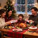 Lulu Home 12 Pack No-Snap Christmas Crackers Set, Party Favors with Hats, Jokes & Small Gifts for Xmas Holiday Dinner Table Decorations and Supplies, Each 6.5" H x 1.4" Dia